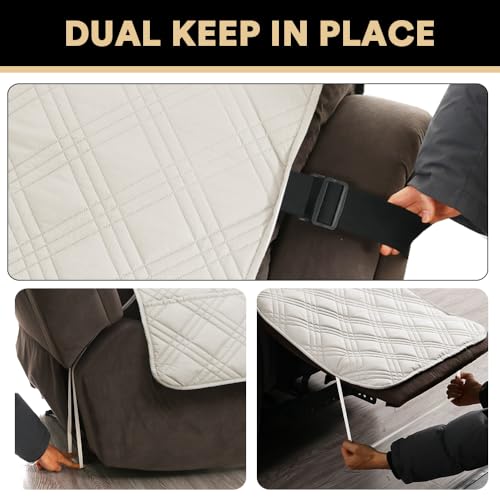 PrinceDeco Recliner Cover 100% Waterproof Couch Cover Sofa Cover for Living Room Water Resistant Furniture Protector with Elastic Straps for Pets Dog(Recliner28,French Oak) - color: French Oak, size: Recliner