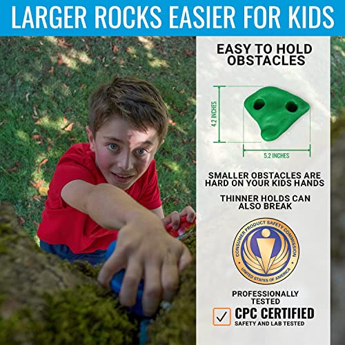 Hyponix Ninja Tree Climbing Kit – 16 Large Rock Holds & 8 Ratchets, 10-Minute Setup, Thicker Textured Grips, Supports 250lbs, CPC Certified Safety, Portable Bag – Backyard Fun & Ideal Gift for Kids - style: Black - Monkey Tree Climbers 2.0