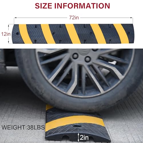 Orangestar Speed Bumps 2-Pack, 6FT Heavy Duty Rubber Driveway Bump with 8 Screws for Asphalt, Concrete, Gravel, 2-Channel Cable Protector - size: Rubber Ramp-2 Pack