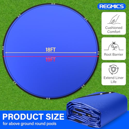 15FT Round Pool Liner Pad for Above Ground Pools, 165 GSM Thickened Puncture-Resistant Under Mat (16FT Actual), Heavy-Duty Underlayment with Metal Grommets - size: R15FT