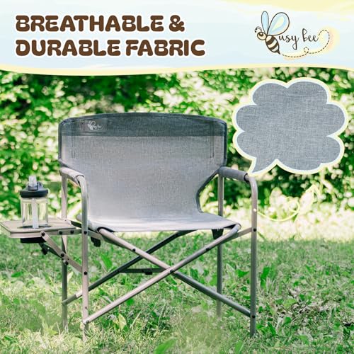 Busy Bee Oversized Kids Camping Chair with Cup Holder, High Back Toddler Chair Kids Folding Chair, Perfect for Beach & Outdoor, Supports 150 Lbs. - color: Grey, style: Director Chair