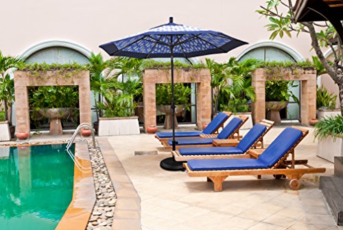 California Umbrella 9' Round Aluminum Patio Umbrella, Crank Lift, Collar Tilt, Bronze Pole, Frost Blue Olefin - color: Forest Blue
