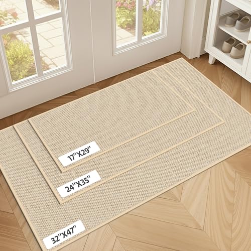 Indoor Door Mats 32"x47" Door Mat Indoor Entrance Resist Dirt Inside Washable Non Slip Entry Rugs for Entryway, Beige - color: Beige, size: 32"x47"