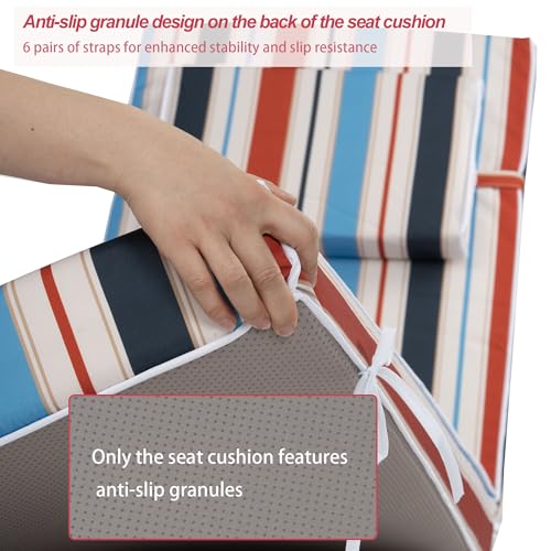 Chaise Lounge Cushions Outdoor 72x21x4 Inch, Patio Lounger Chair Cushion with Removable Cover, Fade Resistant Replacement Pad for Outdoor Furniture (Red and Blue Stripes, 72x21x4 inch) - color: Red and Blue Stripes