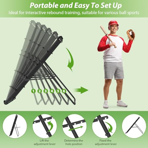 LIANTRAL Baseball Rebounder Net, Adjustable Bounce Back Trainer for Soccer, Volleyball, Softball & Lacrosse, Portable Folding Rebounder for Passing & Shooting Practice, Volleyball Rebound Net - color: Black, size: 4FTx4.5FT