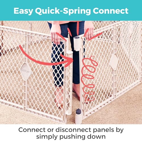 Toddleroo by North States - Superyard Baby Play Yard: Freestanding 6-Panel Baby Playpen - Indoor or Outdoor Use - Made in USA - Encloses Up to 18.5 Square Feet - 26 Inches Tall - Sand - color: Sand, size: 26 Inch