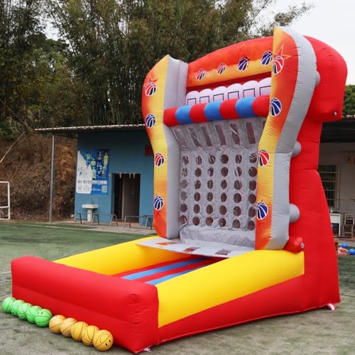 Giant 4 in a Row Connect Inflatable 4-to-Score Basketball Game with Blower+20 Balls, Inflatable Carnival Games for Party, Lawn Games, School Events