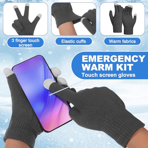 400 Pcs Thermal Blankets Winter Warmth Set Bulk, Warm Socks Winter Touchscreen Gloves Beanie Hats Emergency Foil Blankets (Vibrant) - color: Vibrant
