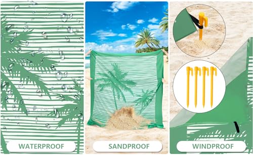 HIHOHO Beach Blanket Waterproof Sandproof Beach Mat for 1-8 Adults Quick Drying Durable Outdoor Picnic Mat for Beach Festival Travel Camping Hiking (COCOTREE, 79"×83"(4 Person)) - color: Cocotree, size: 6'11" x 6'7"