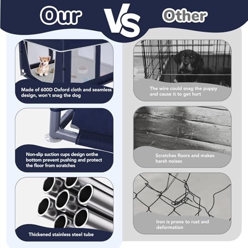 42 × 42 inch Dog Playpen with Pee Pad, Soft Puppy Playpen, 25 Height Pet Playpen for Small Dogs and Small Animals, Dog Fence Indoor, Play Yard with Zipper Door - style: 42inch Dog Playpen with Top and Pee Pad