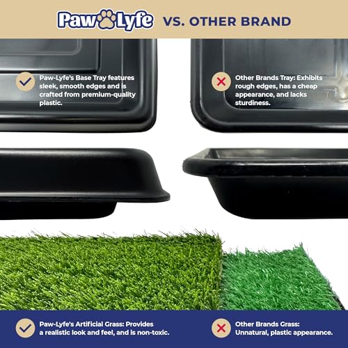 PawLyfe Potty Lawn - 20"x25" Artificial Grass Patch with Tray - Indoor and Outdoor Reusable Grass Pee Pad for Dog Training - Non-Toxic - Easy to Clean - Perfect for Apartments and on Balcony or Porch