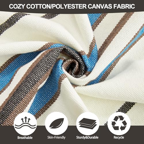 CHULIM Brazilian Double Hammock with Tree Straps,Extra Large 94x63IN,2 Persons Hammock for Backyard Patio Outdoor and Indoor,450lbs Weight Capacity,Soft Woven Cotton Fabric - Blue Stripe - color: Blue White Stripe