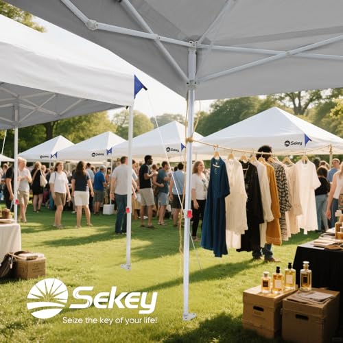 Sekey 10x10 Pop Up Canopy with One Push Setup-Easy Up Canopy with 99% UV Blocking - Instant Outdoor Sun Shade for Events, Parties, Camping- Commercial Gazebo with Weight Bags,Wind Proof&Waterproof