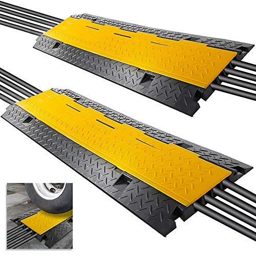 Pyle Durable Cable Protective Ramp Cover - Supports 33000lbs 4-Channel Heavy-Duty Cord Protection w/Flip-Open Top Cover, 31.5” x 16.1” x 3.14” Cable Concealer for Indoor/Outdoor, 2 Pack PCBLCO106X2 - style: 2 Pack