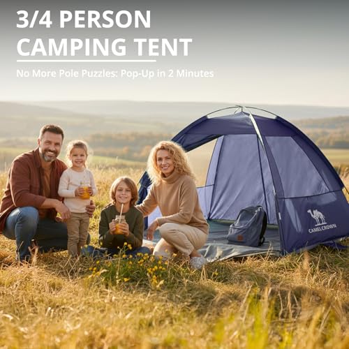 CAMEL CROWN Beach Tent UPF 50+ Sun Shelter for 2/3/5/6 Person, Lightweight Portable Sun Shade with Sand Anchor, Family Beach Day & Outdoor Adventures - color: Navy Blue, size: 2/3 Person