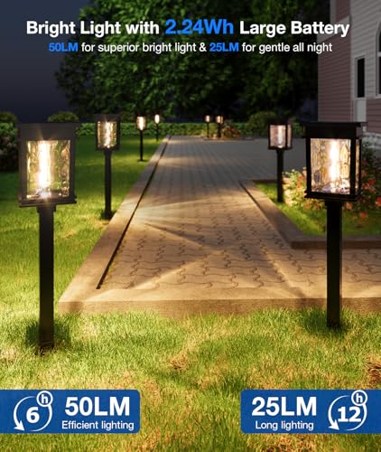 XMCOSY+ Solar Pathway Lights, 50 LM Bright Solar Lights, Garden Outdoor Waterproof Light IP65, 2-in-1 Landscape Lighting, Outdoor Light for Yard, Path, Walkway, Driveway (Warm & Cool) - size: 4 Pack