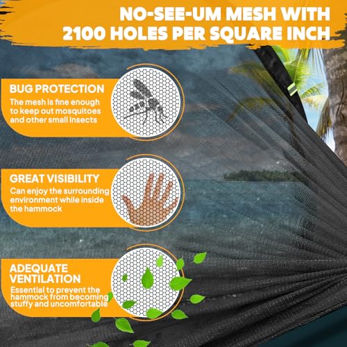 Chihee Ultra-Light Travel Camping Hammock Pop-up Net Hammock 660lbs Load Capacity,Breathable,Quick-Drying Parachute Nylon 2 Premium Carabiners,2 Tree Slings Included for Outdoor Backpacking Hiking - color: Blue/Dark Blue