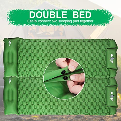 WANNTS Sleeping Pad, Ultralight Inflatable Sleeping Pad for Camping, Built-in Pump, Ultimate for Camping, Hiking - Airpad, Carry Bag, Repair Kit - Compact & Lightweight Camping Pad(Green) - color: Green