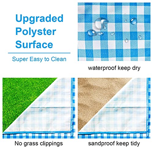 ZHUYNXIR Extra Large Picnic Blanket, 87x87 inch Waterproof Picnic Blanket, Gingham Picnic Mat for Beach, Camping Grass Picnic Blankets. - color: Blue