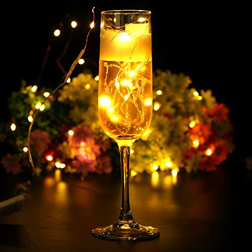 GDEALER 2 Pack 20 Feet 60 Led Fairy Lights Battery Operated with Remote Control Timer, 8 Modes Waterproof Copper Wire Twinkle String Lights for Bedroom Party Indoor- Warm White - color: Warm White