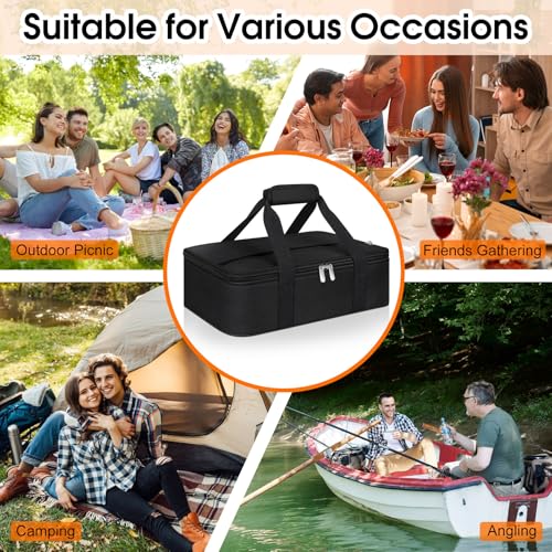 Insulated Casserole Carrier, Portable Casserole Carrier for Hot or Cold Food Lunch Tote Warmer or Cooler Bag, Lasagna Lunch Bag for Potluck Parties- Fits 9" x 13" Baking Dish-Black - color: Black, size: 16x10x4 in