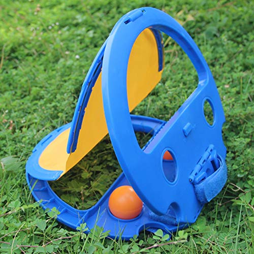 VINGVO Toss and Catch Ball Set, 21x20cm ABS Children's Toss and Catch Game, Outdoor Hand Ball Game, 4 Balls for Kids, Develops Hand Eye Coordination Skills (Blue)