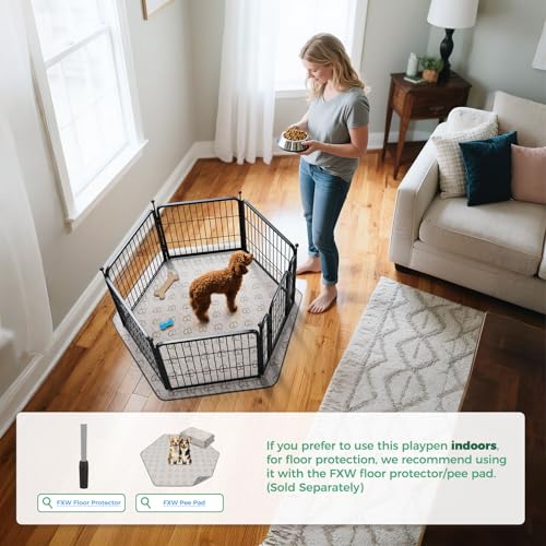 FXW Rollick Unleashed Dog Playpen for Indoor, Yard, RV Camping, 24 inch 6 Panels for Small and Puppy Dogs│Patented - color: Black, size: 24"H