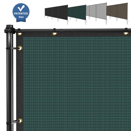 E&K 5'x24' Outdoor Privacy Screen Fence Panel Freestanding Backyard Patio Privacy Pool Fencing Temporary Garden Dog Fence with Iron Poles and Rails (Green) - color: Green, size: 0 5'x24'