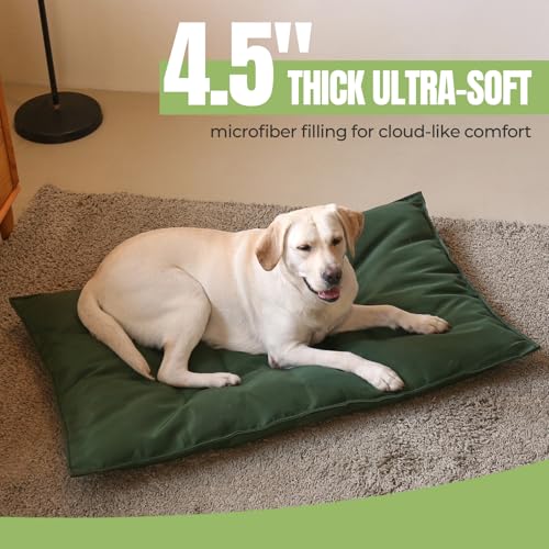 Chew Proof Indestructible Dog Bed for Aggressive Chewers, Durable & Waterproof Crate Pad, Machine Washable Tough Kennel Bed for Large Dogs, Indoor Outdoor Pet Bed, Large (28"x41", Green) - size: Large (28"x41")
