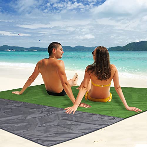 Beach Blanket XL Fast Drying Durable Lightweight Compact Outdoor Mat 83"x 79" - Sandproof Waterproof Picnic Mat for Travel, Camping, Hiking (Green) - color: Green