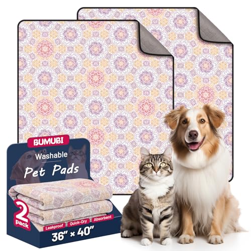 Washable Dog Pee Pads - Absorbent Reusable Puppy Training Pads, Waterproof Leak - Proof & Non - Slip for Crate Whelping Potty Training 36x41 (Pack of 2) - color: Pastel Multicolor, size: 36x41in(Pack of 2)