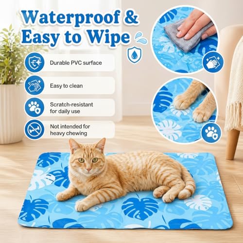 Drydiet Pet Cooling Mat for Small & Medium Dogs and Cats, 25.6"x19.7" Rectangle Gel Pet Pad, No Water, Washable, Indoor/Outdoor Use