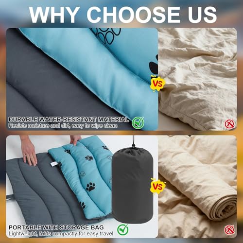 BINGPET Outdoor Travel Dog Bed for Large/Medium Dogs,Portable Waterproof Camping Mat with Carry Bag,Foldable Outside Bed,Machine Washable Indoor Pet Mat for Small,Medium and Large Dogs 35"x51" - color: Blue, size: XL: 35*51in