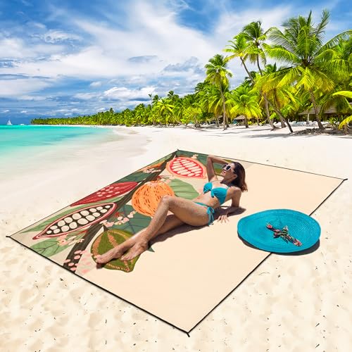 HIHOHO Beach Blanket Waterproof Sandproof Extra Large Beach Mat 79" X 83"/120"x108"for 1-8 Adults Quick Drying Durable Outdoor Picnic Mat for Beach Travel Camping Hiking - color: Cocoa Beans, size: 79" X 83"（1~3 person）