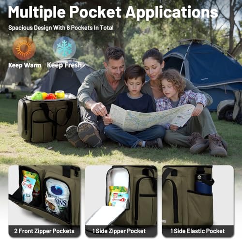 MIER Lunch Box for Men Heavy Duty Insulated Lunch Bag 20 Cans Large Leakproof Soft Cooler Bags with Multiple Pockets for Picnic Work Travel (Army Green) - color: Army Green