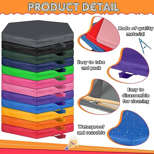 Timgle 25 Pcs Floor Cushions 15 Inch Flexible Seating Bulk Foam Floor Seats Pillows Portable Seating with Handles for Home(Hexagon) - style: Hexagon