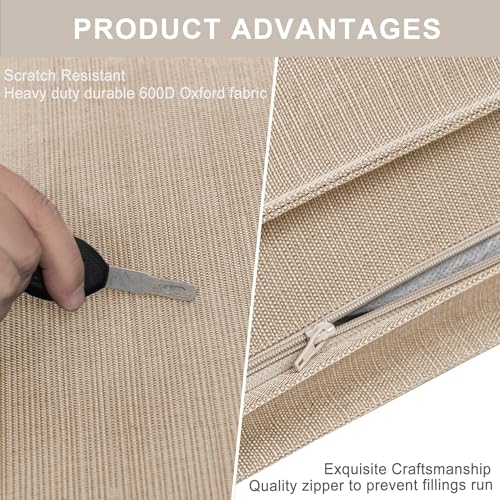 Dog Bed Covers Replacement Washable, Waterproof Dog Bed Cover with Zipper, 36Lx27Wx3H inch Durable Oxford Pet Bed Cover for Outdoor/Indoor Use, Cover Only, Khaki - color: Khaki, size: 36*27*3 inch