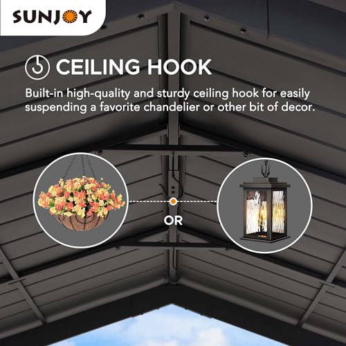 Sunjoy 11 x 13 ft. Hardtop Gazebo Outdoor Cedar Frame Wood Gazebo with Black Steel Hardtop Roof for Patio, Garden, Backyard, and Lawn Activities by SummerCove - style: Gazebo w/Stylish Design