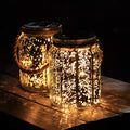 Hanging Solar Lantern Outdoor,Solar Lights Mercury Mason Jar Glass Hanging Lights with 20 LED Waterproof for Tree, Table, Yard, Garden, Patio, Holiday Party Outdoor Decor,2 Pack - style: Warm light