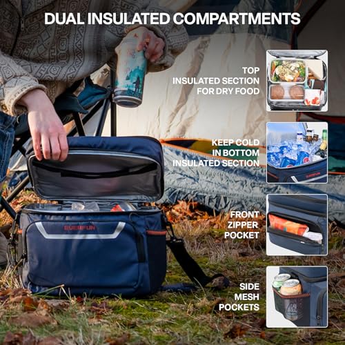 EVERFUN Small Compact Cooler Bag 24/48 Can Insulated Lunch Box Double Deck Soft Leak-Proof Waterproof Collapsible Ice Chest for Men Women Work Travel Car Trip Picnic Beach - color: Navy, size: Medium