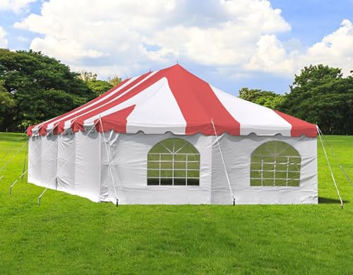 Party Tents Direct 20'x 40' Weekender Canopy Pole Tent with Sidewalls - Easy Up Canopy Tent with 160 Person Capacity - Outdoor Canopies for Parties, Weddings, and Events (Red/White) - color: Red, size: 20' x 40'