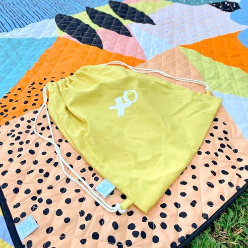 Rudie Nudie Jumbo Beach Mat with Umbrella Hole, 6'7" x 6'7" Waterproof Sandproof Picnic Blanket, Large Foldable Sand Free Beach Blankets for Park, Outdoor Portable Picnic Mat for Grass, Sand & Lawn