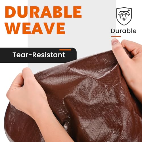 Keten Tarps Heavy Duty Waterproof 10X20Ft, 10 Mil Thick Multipurpose Poly Tarp Tear & Fade Resistant, UV Blocking, Outdoor Tarp with Reinforced Grommets for Roof, Camping, Patio, Pool (Brown/Silver) - color: 10mil Brown/Silver, size: 10x20ft
