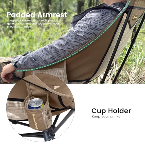 MellowCamp High Back Camping Chair, Oversized Comfort Design Collapsible Camp Chair with Pillow (Brown) - color: High Back Brown