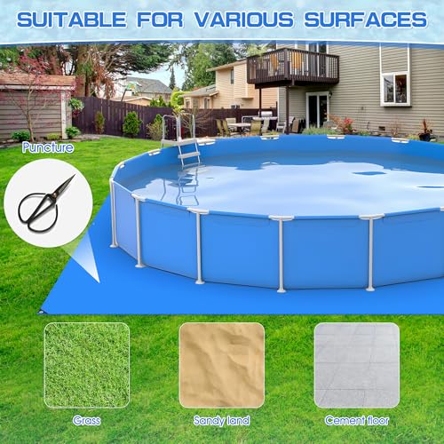 12x12Ft Swimming Pool Ground Cloth,Waterproof Square Swimming Pool Liner Pad for Above Ground Swimming Pools Heavy Duty Pool Ground Mat Protector Pad Pool Tarp