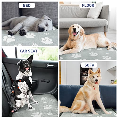 Kritter Planet Waterproof Dog Blankets for Small Dogs, Puppy Blankets for Litter, Cat Blankets for Indoor Cats Washable, Reversible Fleece Pet Mat for Crates, Car Seats, and Furniture - color: Paw Print, size: 30"x25"