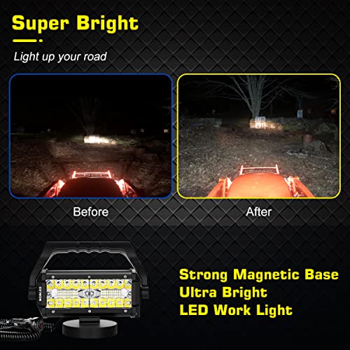 WFPOWER Portable LED Work Light with Magnetic Base, 120W Super Bright Waterproof Flood & Spot Lights Job Site Lighting Fog Lights for SUV Boat Bar Truck Outdoor Camping Car Repairing Emergency Lights - size: 7inch Combo Magnetic Lights
