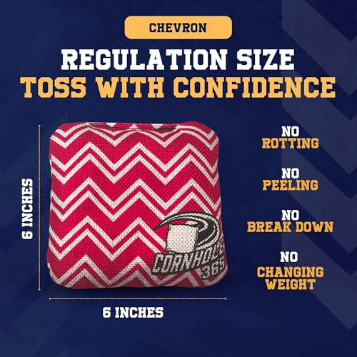 Cornhole365 Themed Cornhole Bag - All-Weather, Heavy-Duty & Durable Polyester Fabric, Resin Filling, Double-Stitched Duck Cloth - Professional Cornhole Bean Bags for Indoor & Outdoor Use - Set of 8 - color: Chevron