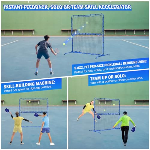 Pickleball Rebounder Net with Kitchen Lines System for Solo Training Equipment, 7.9FT or 6FT 2in1 Mini Pickleball Practice Net Portable Trainer for Driveway Backyard Garage, Easy Setup & Storage - size: 6FT Pickleball Net
