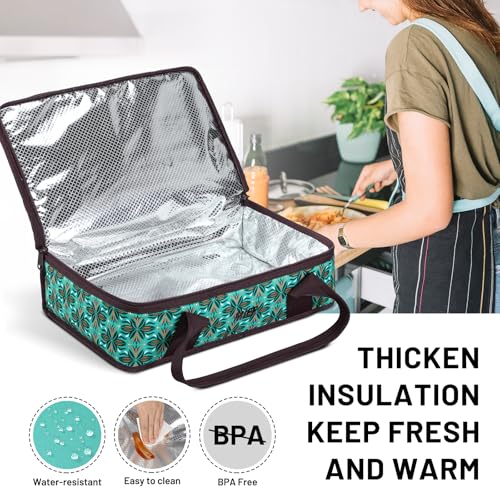 MIER Insulated Casserole Carrier for Hot or Cold Food Thermal Food Carrier Bag for Lasagna Potluck Parties Picnic Cookouts, Fits 9"x13" Baking Dish/Foil Pan, Teal - color: Teal, size: 16 x 10 x 4 inches